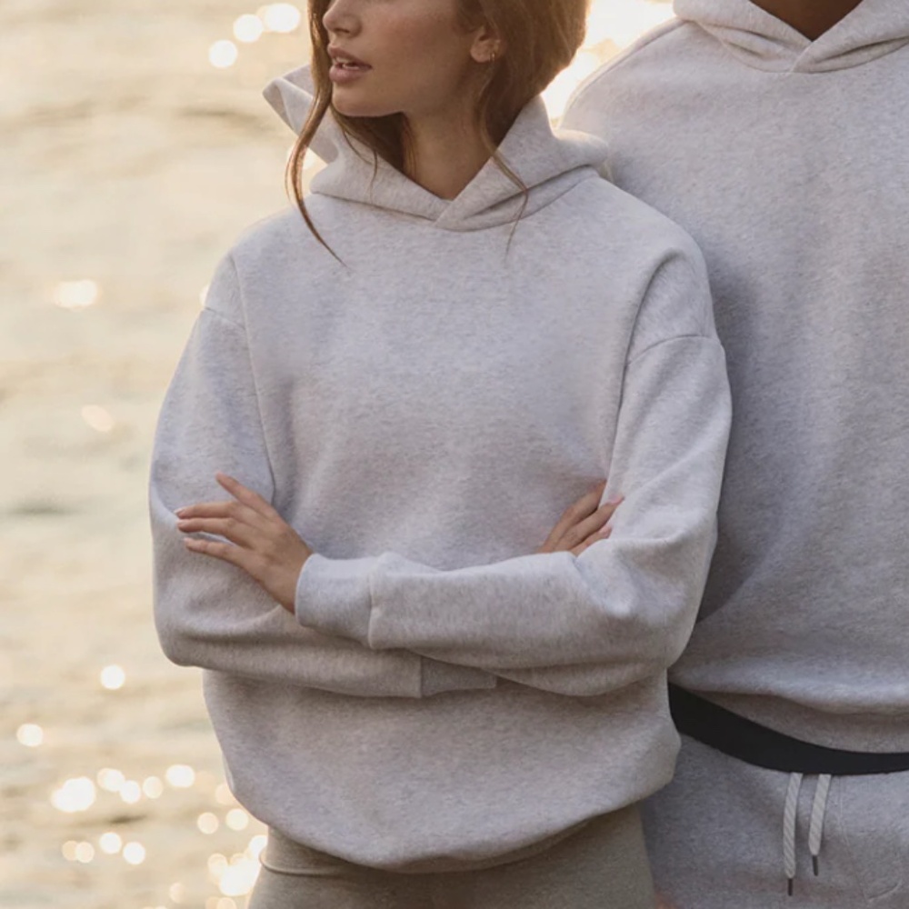 Vuori Restore Oversized Hoodie — Pale Grey Heather (Unisex Large)